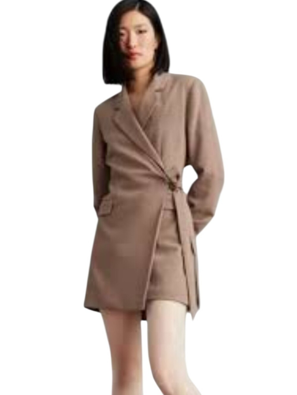 Anthropologie Fawn Brown Open Back Wrap Coat Dress Size 2